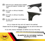 BMW X3 F25 2011 - 2017 FRONT WING LEFT PASSENGERS SIDE INSURANCE APPROVED